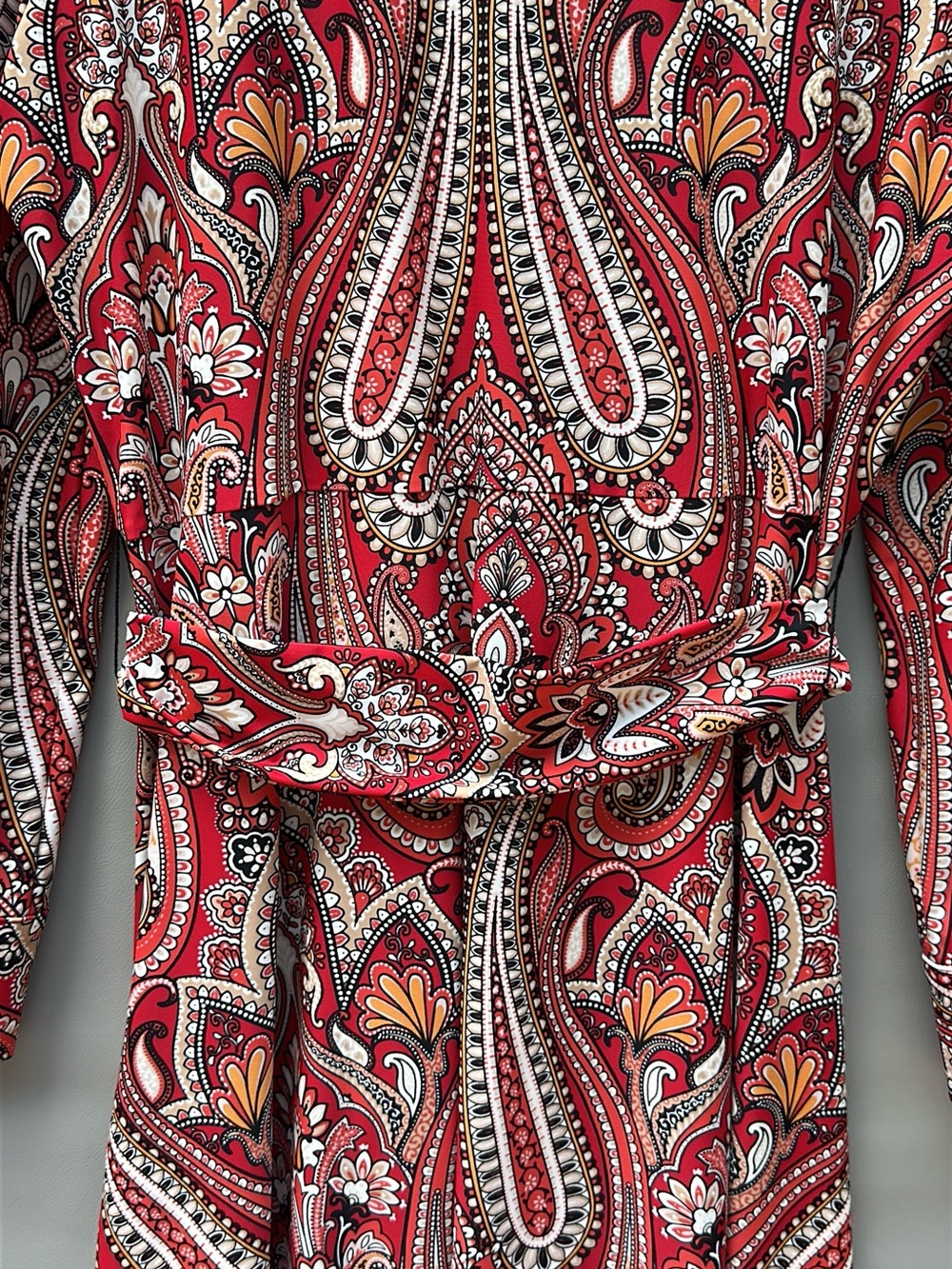 Jude Connally Red Paisley Long-Sleeve Shirt Dress XL NWT - Picture 7 of 11